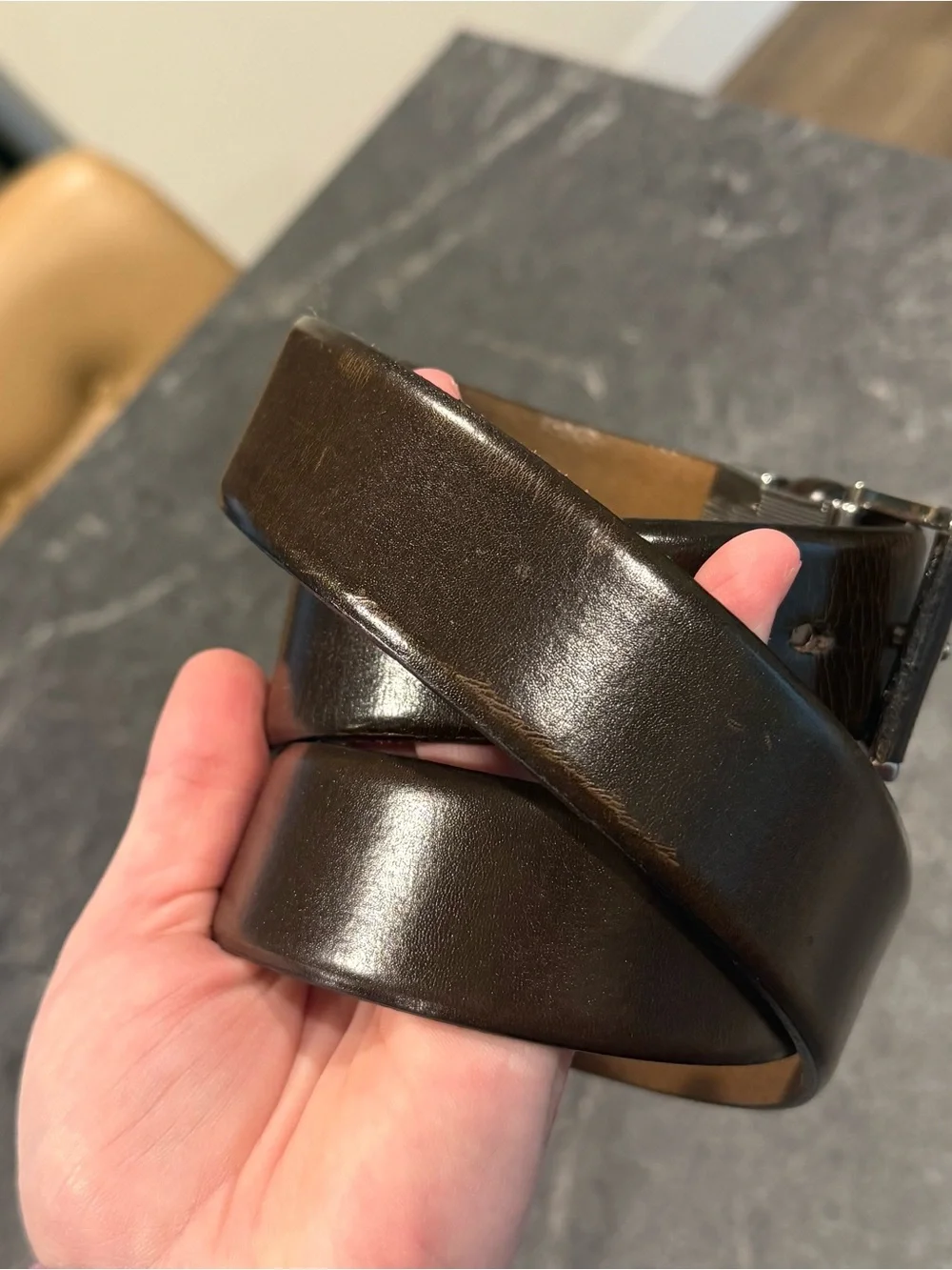 Bugatti 2464 brown leather belt men’s size 40 leather Germany